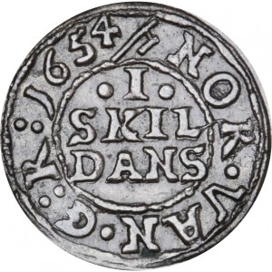 Реверс монеты Дания, 1 скиллинг, 1652-1655