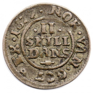 Реверс монеты Дания, 2 скиллинга, 1676-1681