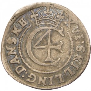 Аверс монеты Дания, 16 скиллингов, 1644-1646