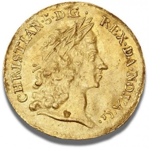 Аверс монеты Дания, ¼ дуката, 1676