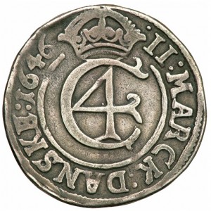 Аверс монеты Дания, 2 марки, 1644-1646