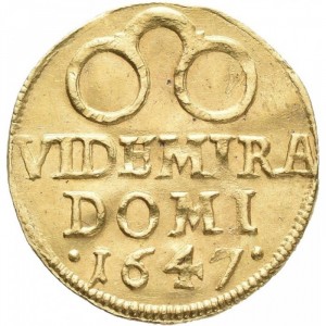 Реверс монеты Дания, ½ дуката, 1647, Монограмма на аверсе