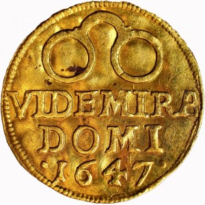 Реверс монеты Дания, ½ дуката, 1647, Стоящий Кристиан IV на аверсе