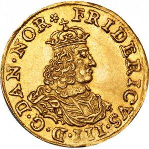 Аверс монеты Дания, ½ дуката, 1659-1664