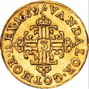 Реверс монеты Дания, ½ дуката, 1659-1664