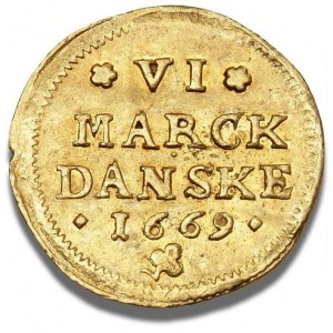 Реверс монеты Дания, ½ дуката, 1669