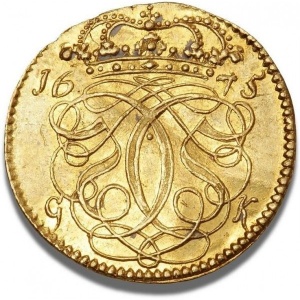 Реверс монеты Дания, ½ дуката, 1675