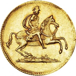 Аверс монеты Дания, ½ дуката, 1696, Кристиан V на лошади на аверсе, без даты
