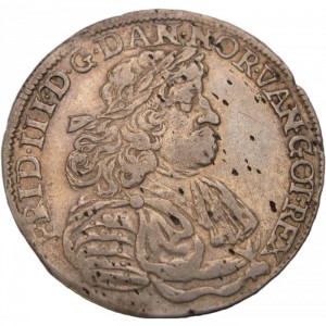 Аверс монеты Дания, 1 крона, 1666, Бюст Фридриха III на аверсе