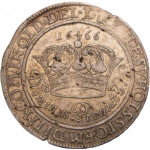 Реверс монеты Дания, 1 крона, 1666, Бюст Фридриха III на аверсе