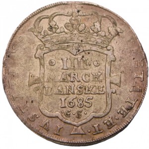 Реверс монеты Дания, 1 крона, 1684-1685