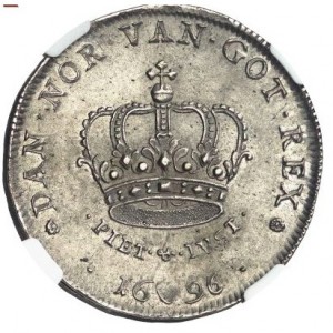 Реверс монеты Дания, 1 крона, 1693-1699