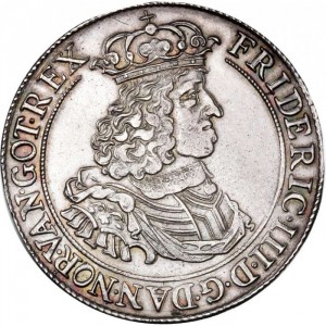 Аверс монеты Дания, 1 спесие далер, 1661-1662