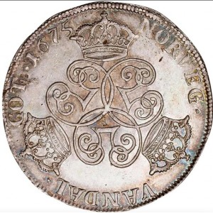 Реверс монеты Дания, 1 спесие далер, 1675
