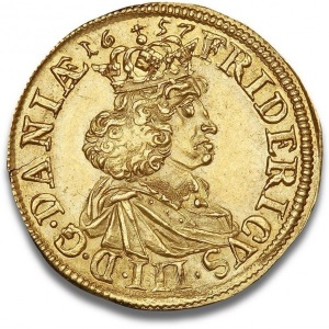 Аверс монеты Дания, 1 дукат, 1657