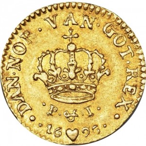 Реверс монеты Дания, 1 дукат, 1694-1696