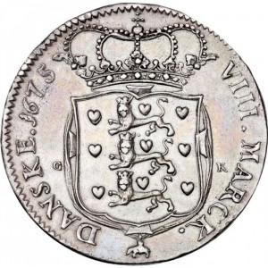 Реверс монеты Дания, 2 кроны, 1675