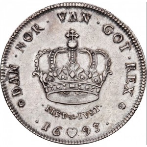 Реверс монеты Дания, 2 кроны, 1693-1696