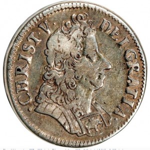 Аверс монеты Дания, 2 кроны, 1693-1696, Диаметр 25 мм