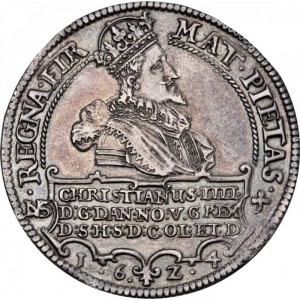 Аверс монеты Дания, 2 спесие далера, 1624-1634