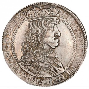Аверс монеты Дания, 2 спесие далера, 1653
