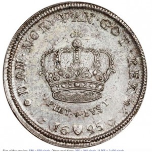 Реверс монеты Дания, 3 кроны, 1693-1696