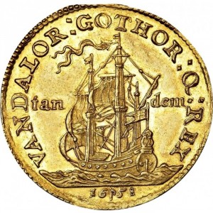Реверс монеты Дания, 2 дуката, 1657-1658