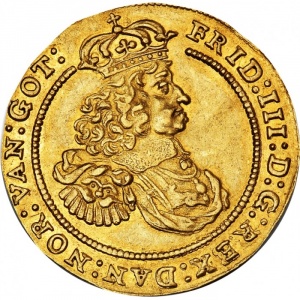 Аверс монеты Дания, 2 дуката, 1662-1663