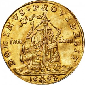 Реверс монеты Дания, 2 дуката, 1664-1667