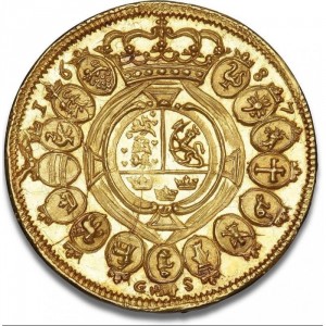 Реверс монеты Дания, 2 дуката, 1687
