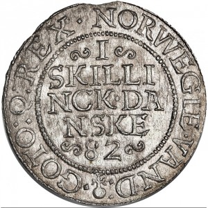 Реверс монеты Дания, 1 скиллинг, 1582-1583