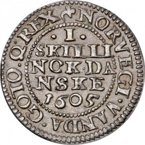 Реверс монеты Дания, 1 скиллинг, 1605-1616