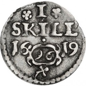 Реверс монеты Дания, 1 скиллинг, 1619