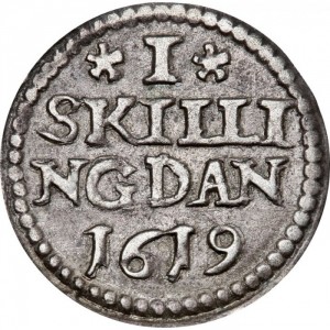 Реверс монеты Дания, 1 скиллинг, 1619