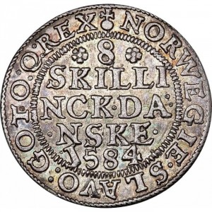 Реверс монеты Дания, 8 скиллингов, 1582-1585