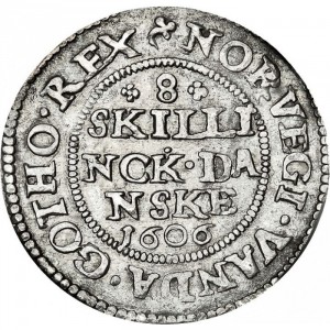 Реверс монеты Дания, 8 скиллингов, 1606