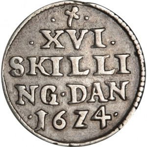 Реверс монеты Дания, 16 скиллингов, 1624-1625