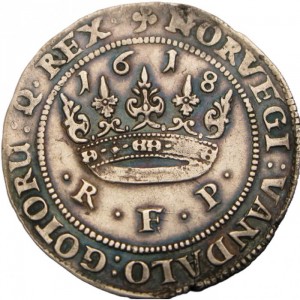 Реверс монеты Дания, 1 крона, 1618