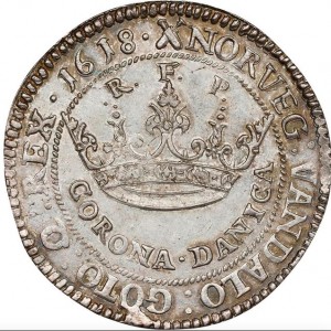 Реверс монеты Дания, 2 кроны, 1618-1619