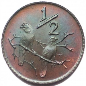 Реверс монеты ЮАР, ½ цента, 1970-1983