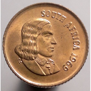 Аверс монеты ЮАР, 1 цент, 1965-1969, Надпись на английском языке - "SOUTH AFRICA"