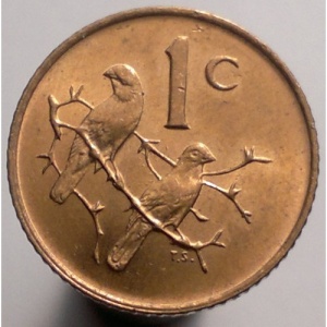 Реверс монеты ЮАР, 1 цент, 1965-1969, Надпись на английском языке - "SOUTH AFRICA"