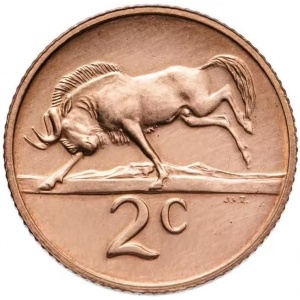 Реверс монеты ЮАР, 2 цента, 1970-1990