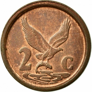 Реверс монеты ЮАР, 2 цента, 1990-1995