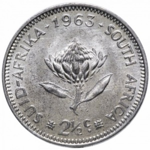 Реверс монеты ЮАР, 2½ цента, 1961-1964