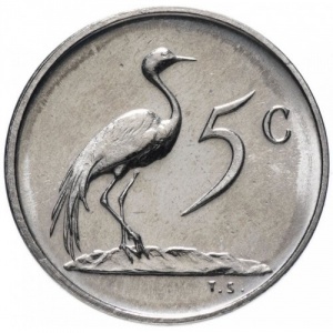 Реверс монеты ЮАР, 5 центов, 1970-1989