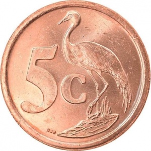 Реверс монеты ЮАР, 5 центов, 2004
