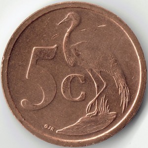 Реверс монеты ЮАР, 5 центов, 2005