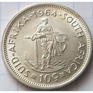 Реверс монеты ЮАР, 10 центов, 1961-1964
