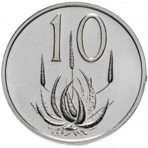 Реверс монеты ЮАР, 10 центов, 1970-1989